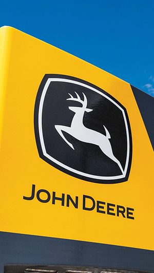 Closeup of a John Deere E-Power charging station.